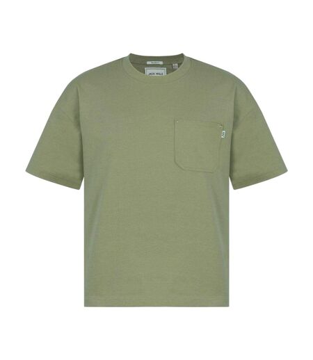 Mens Heavyweight Chest Pocket Oversized T-shirt Khaki Green Jack Wills