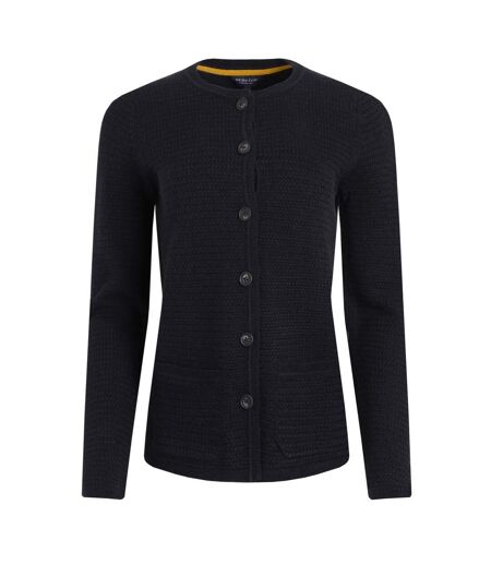 Womens/ladies Hayley Knitted Cardigan Navy Weird Fish