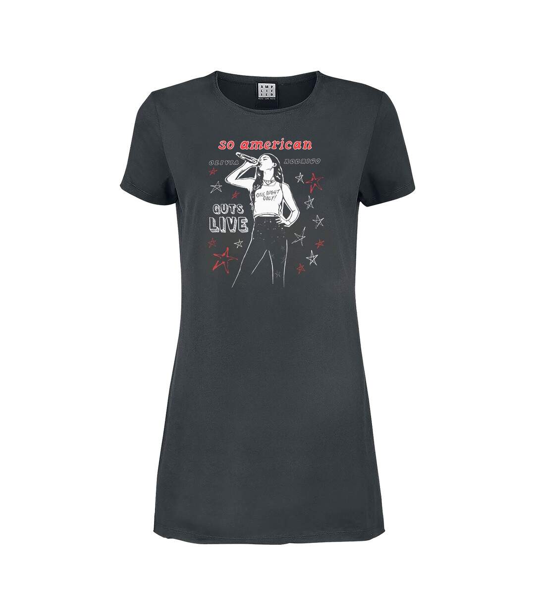 Womens/ladies So American Olivia Rodrigo T-shirt Dress Charcoal Amplified-1
