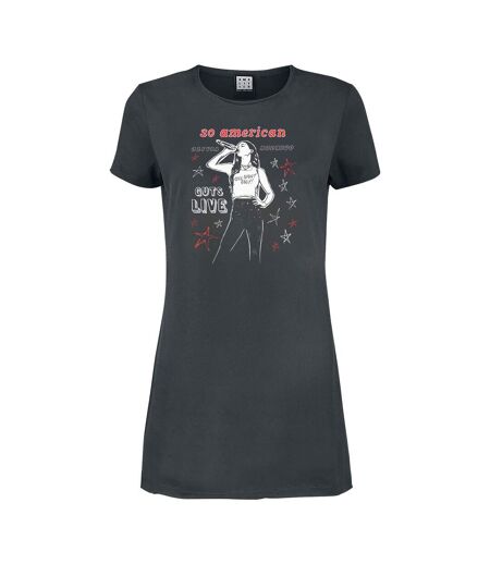 Womens/ladies So American Olivia Rodrigo T-shirt Dress Charcoal Amplified