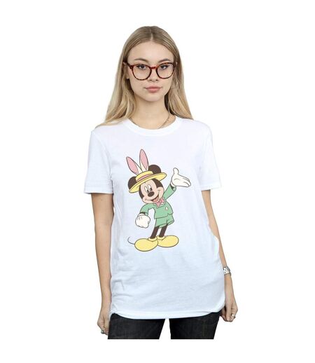 Disney Femmes/Les femmes Mickey Mouse Easter Bunny Cotton Boyfriend T-Shirt (Blanc) - UTBI37505