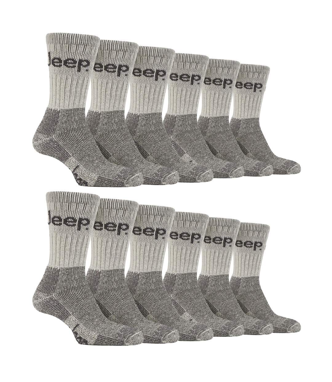 Jeep - 12 paires de chaussettes de randonnée en coton rembourré pour hommes-1