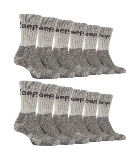 Jeep - 12 paires de chaussettes de randonnée en coton rembourré pour hommes