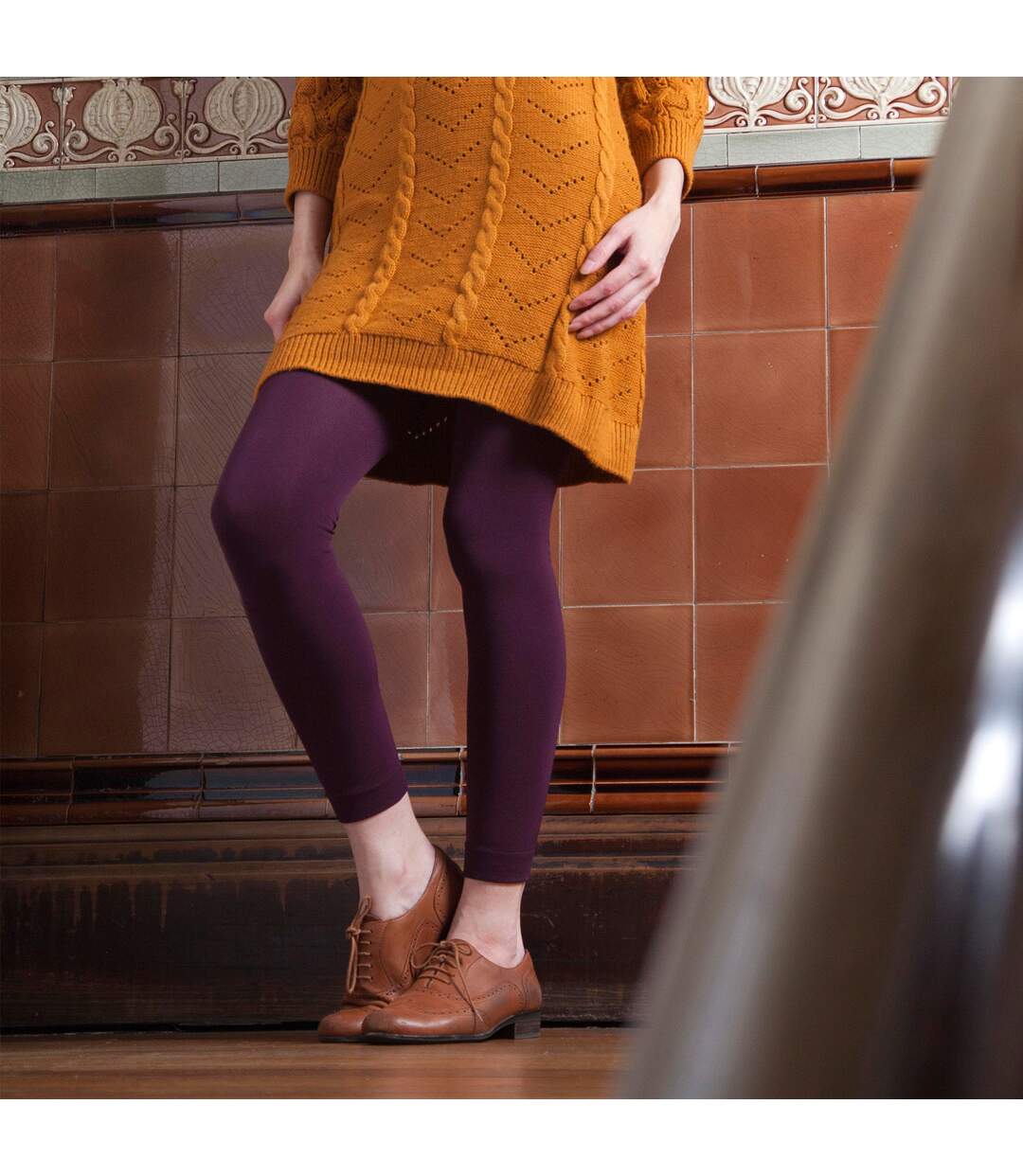Ladies Thick Winter Warm Fleece Lined Thermal Leggings-4