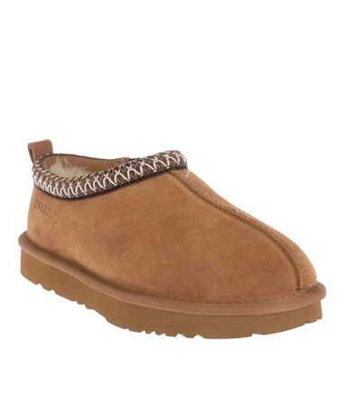Womens/ladies Wigeon Cow Suede Slippers Chestnut EverAu