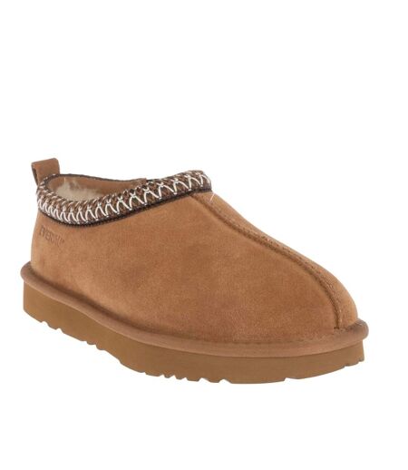 Womens/ladies Wigeon Cow Suede Slippers Chestnut EverAu