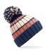 Bonnet à pompon adulte - B392 - bleu marine et saumon-1