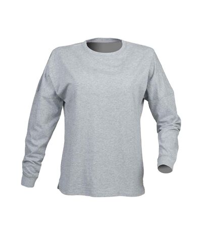 Skinni Fit Unisex Adult Heather Drop Shoulder T-Shirt (Gray)