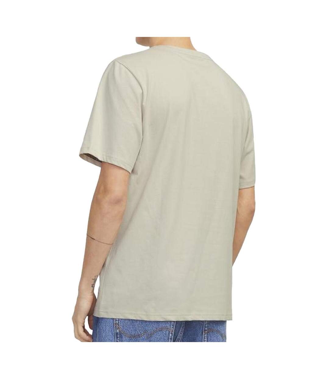 T-Shirt beige homme jack & jones colon-2