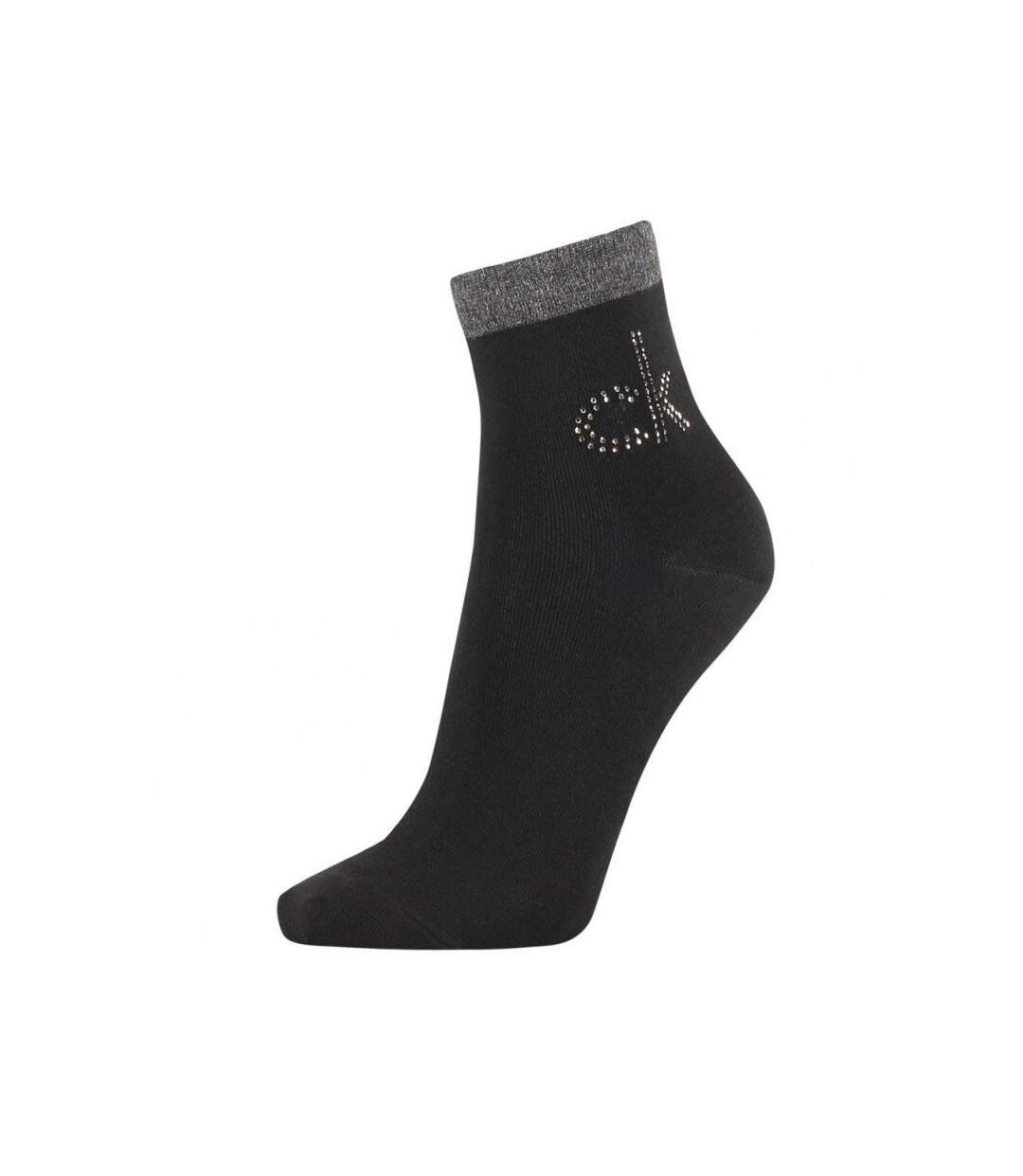 CALVIN KLEIN Socquettes Femme Coton CRYSTAL LOGO Noir-1