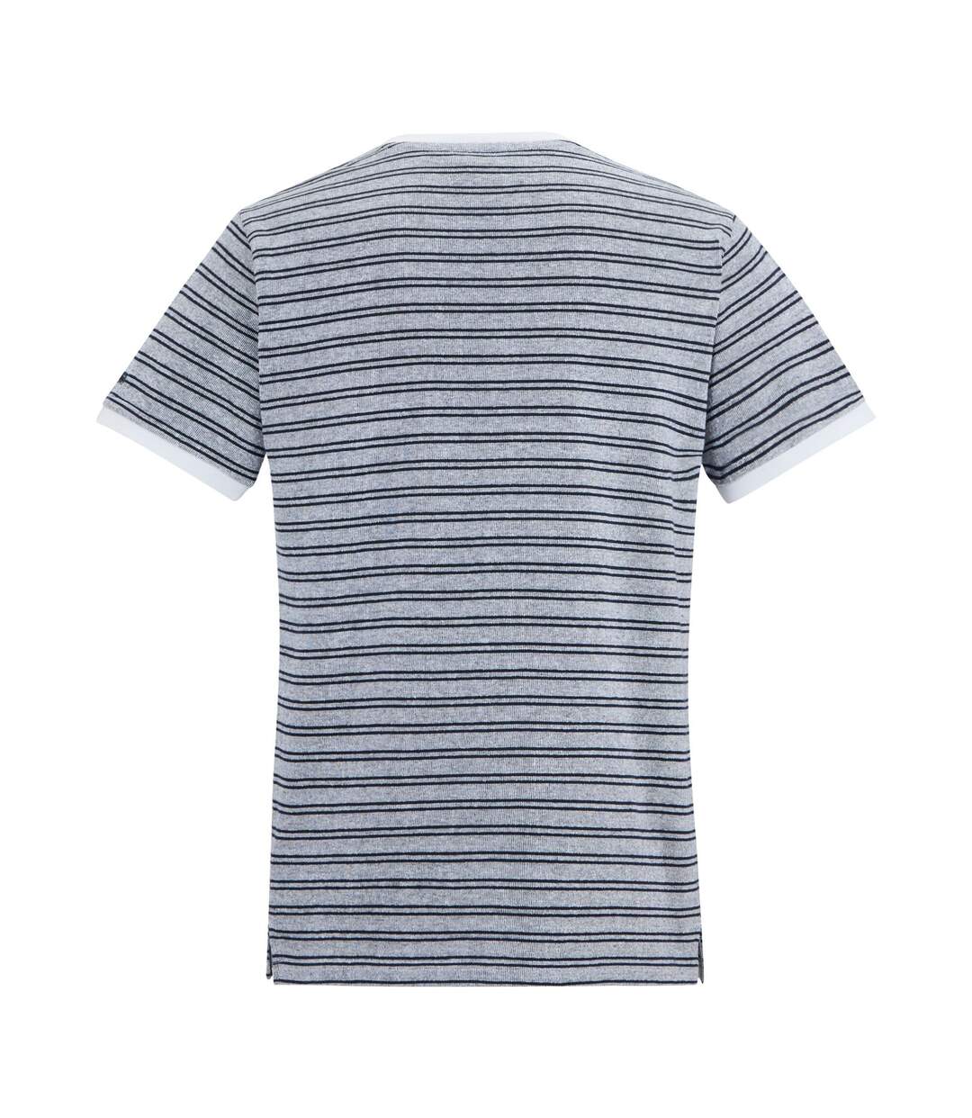 Mens Benlin Striped T-shirt White Navy Regatta-3