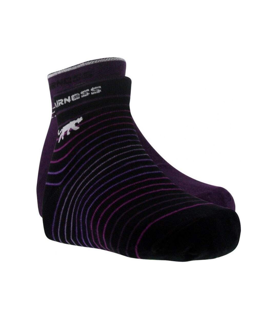 AIRNESS Lot de 2 paires de Mi-chaussettes Femme Coton STRIPES Violet Rayures Violet-2