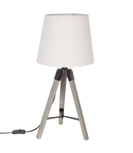 Lampe en bois trépied Runo - H. 58 cm - Blanc