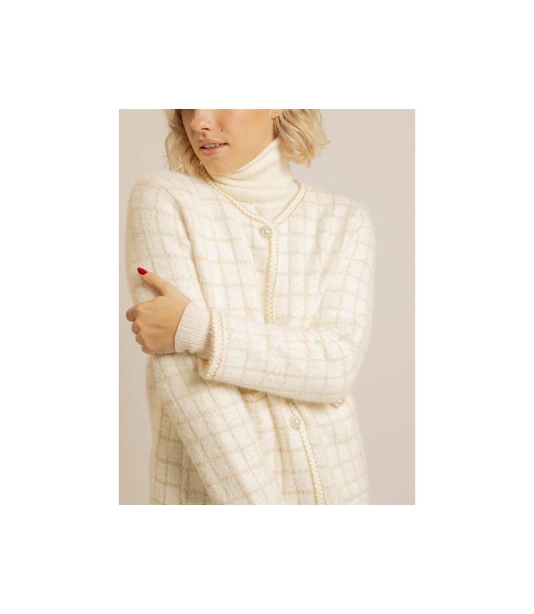 Veste en maille carreaux URVINA - Dona X Lisa-3