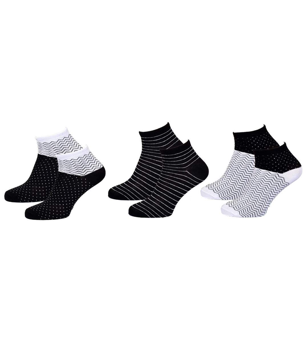 Chaussettes Courtes femme TWINDAY Qualité et Confort-Assortiment modèles photos selon arrivages- Pack de 6 Paires Graphic 235065