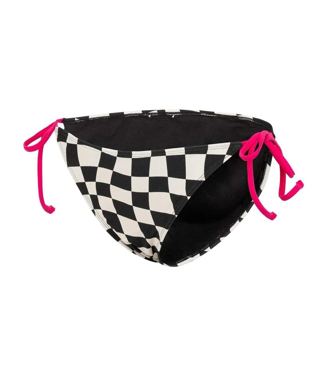 Womens/ladies Checkerboard Side Tie Bikini Bottoms Black White SoulCal-3