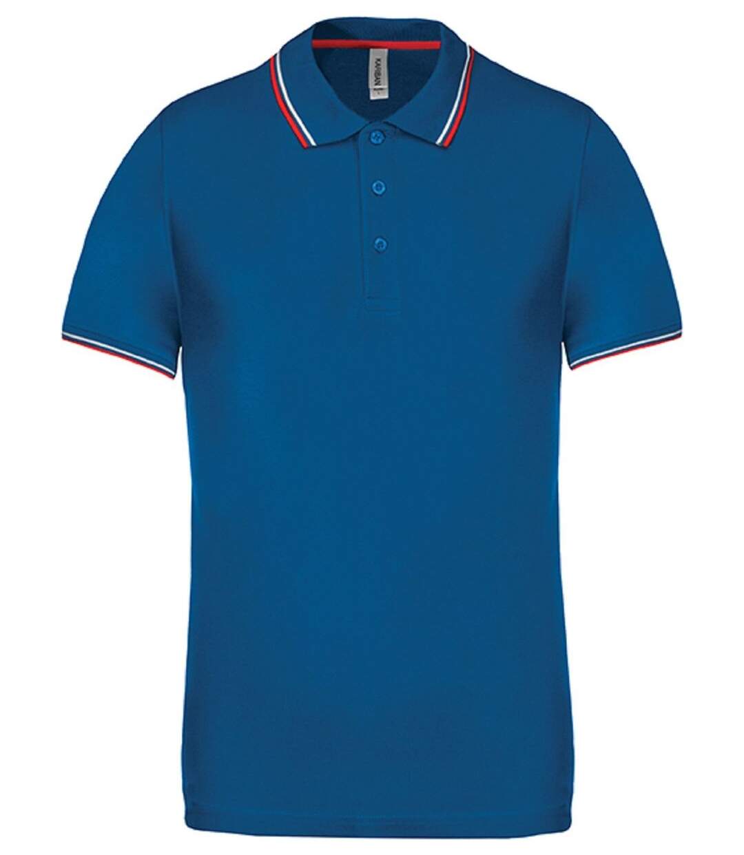 Polo bandes contrastées homme - K250 - bleu roi - rouge-blanc - manches courtes-1