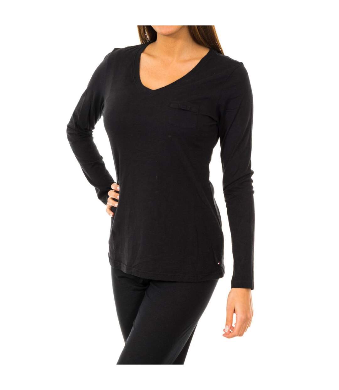 Long-sleeved V-neck t-shirt 1487903577 woman-1