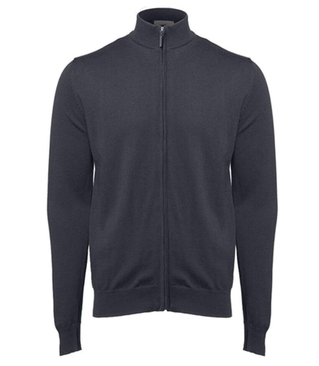 Pull grand zip - Homme - PK453 - gris foncé-1