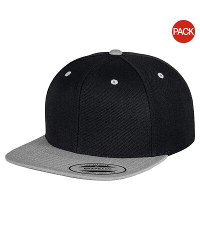 Lot de 2  casquettes ajustables classiques homme noir/argent Yupoong