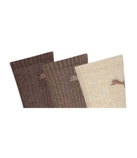Lot De 3  Chaussettes Sport Motif/style Logo Contrasté Adulte Marron Beige Marron Foncé Puma