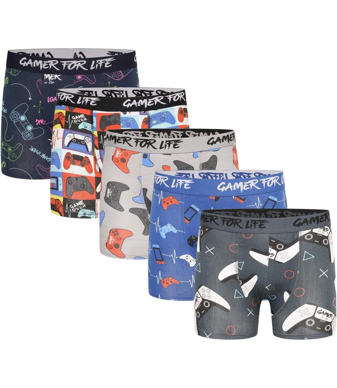 Boxer Motif/style Manette Gamer For Life Homme Bleu Marine Orange Gris Clair Bleu Gris Foncé Floso-2