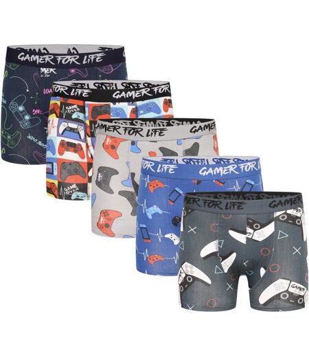 Boxer Motif/style Manette Gamer For Life Homme Bleu Marine Orange Gris Clair Bleu Gris Foncé Floso