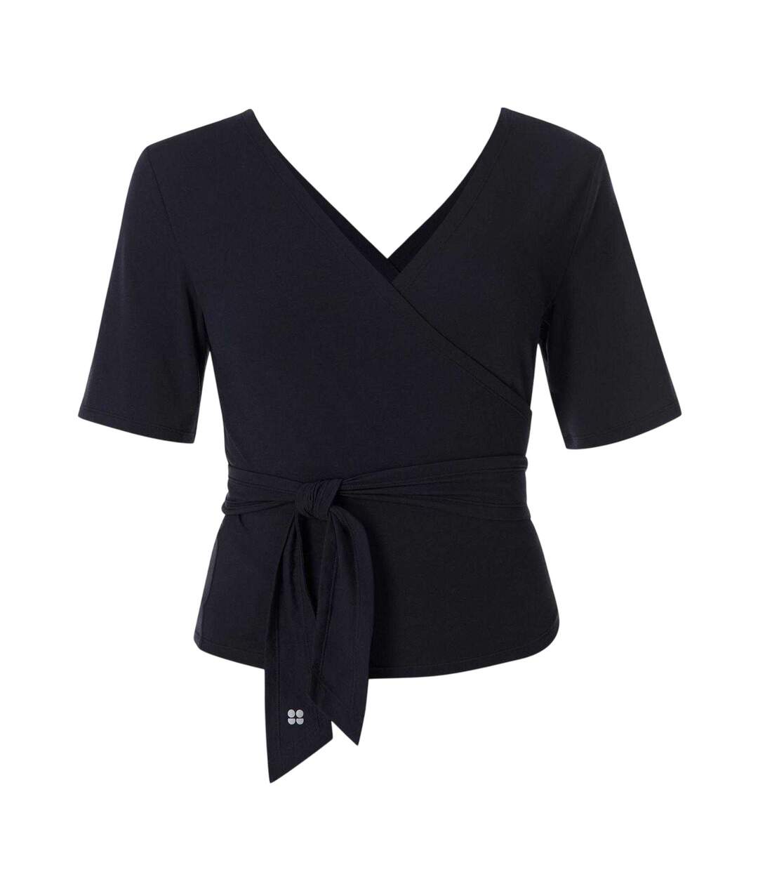 Womens/ladies Soft Wrap Top Black Sweaty Betty-2