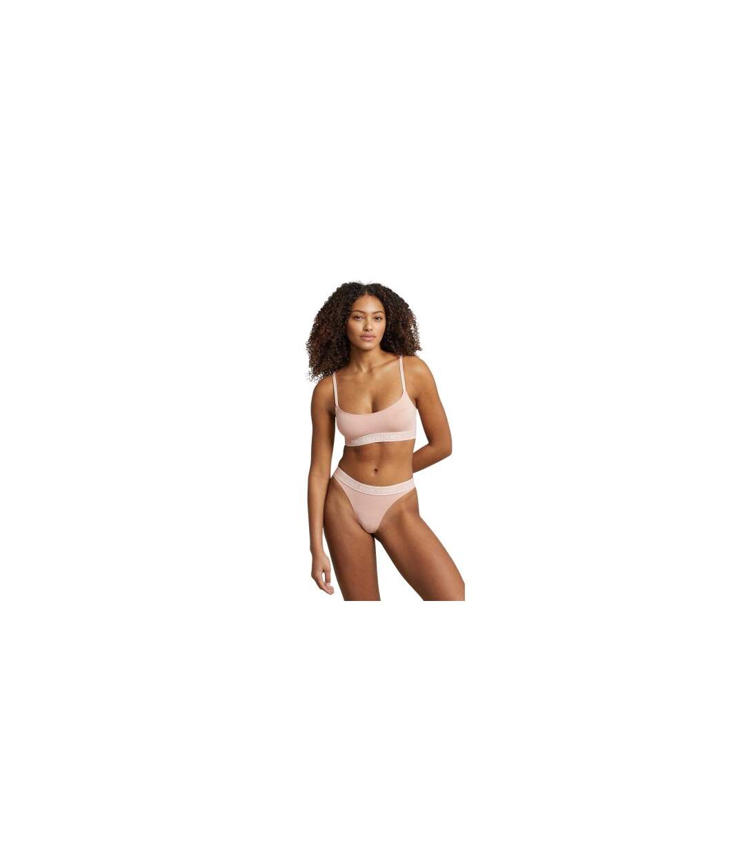 Womens/ladies Cotton Blend Mid Rise Thong Clay Ralph Lauren-1