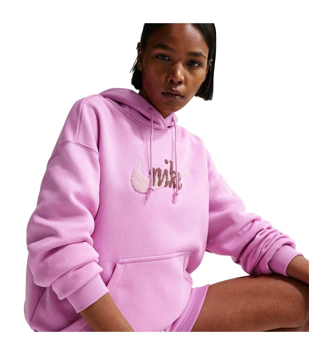 Womens/ladies Chenille Fleece Hoodie Magenta Nike-4