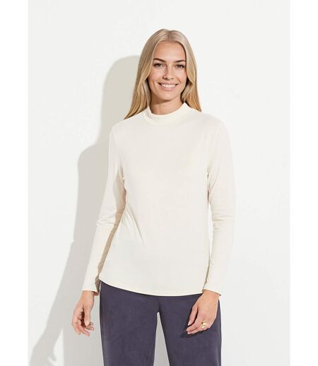 T-shirt doux col montant manches longues