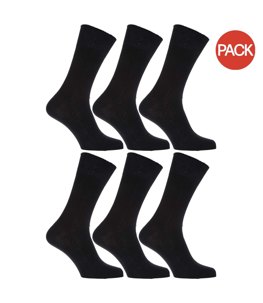 Mens 100% Cotton Non Elastic Top Gentle Grip Socks (Pack Of 6) (Black) - UTMB198