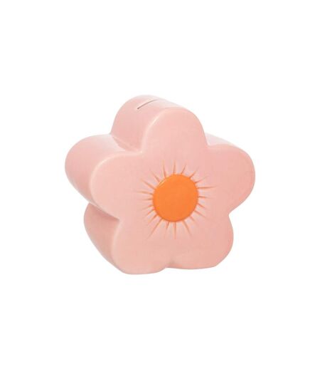 Tirelire Enfant en Céramique Fleur 13cm Rose