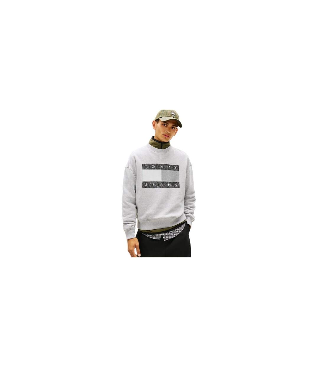 Mens Monochrome Sweatshirt Grey Heather Tommy Jeans-1