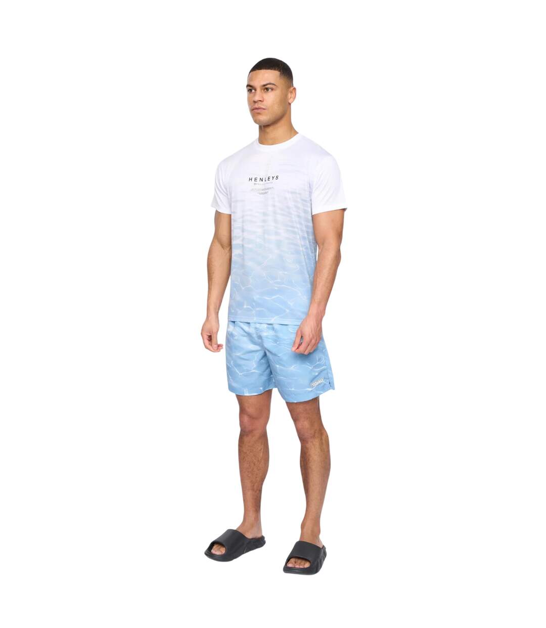 Mens henpool t-shirt denim blue Henleys-3