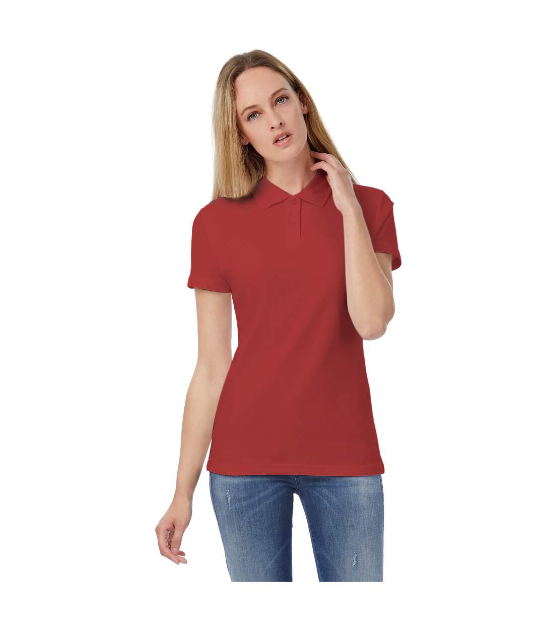 B&C Womens/Ladies ID.001 Plain Short Sleeve Polo Shirt (Red) - UTRW3525-1