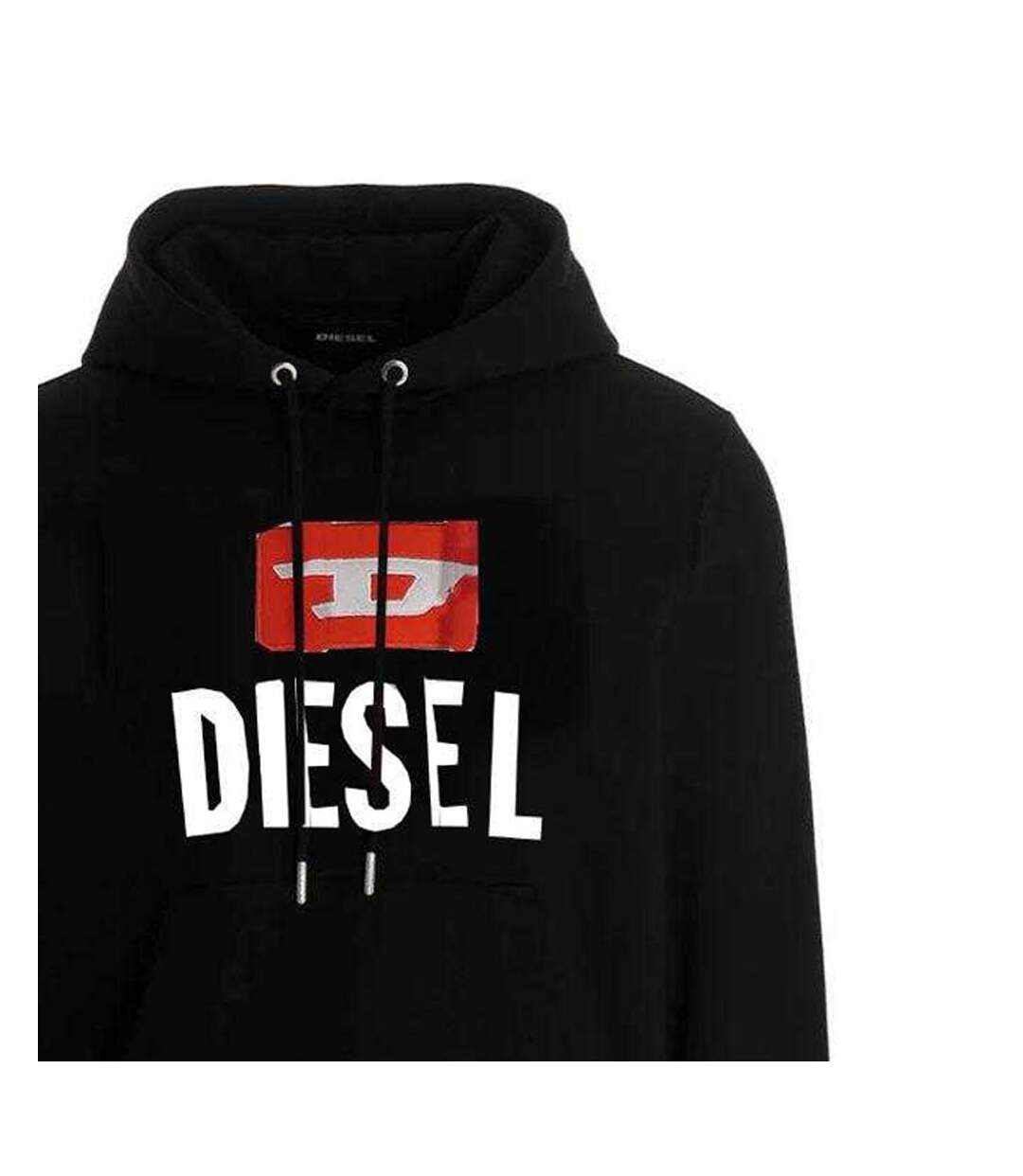 Mens New D Logo Cotton Blend Hoodie Black Diesel-3