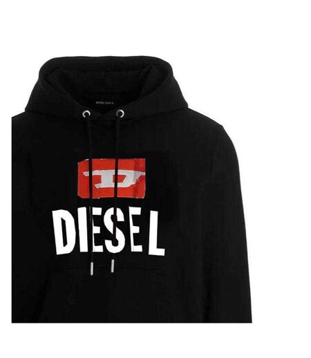 Mens New D Logo Cotton Blend Hoodie Black Diesel
