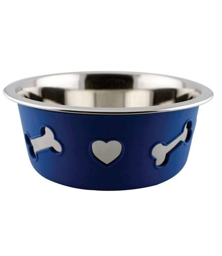 Weatherbeeta Non-slip Stainless Steel Bone Dog Bowl (21cm) (Blue) - UTWB1329