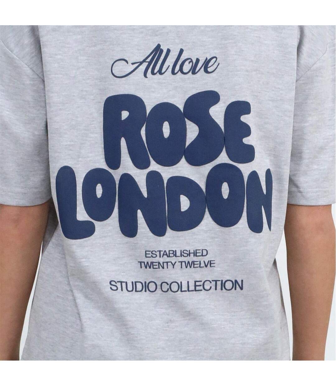 Unisex Adult Back Print Relaxed Fit T-shirt Grey Marl Marl Rose London-4