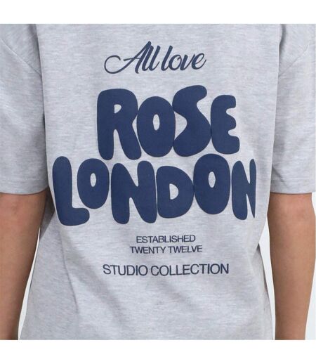 Unisex Adult Back Print Relaxed Fit T-shirt Grey Marl Marl Rose London