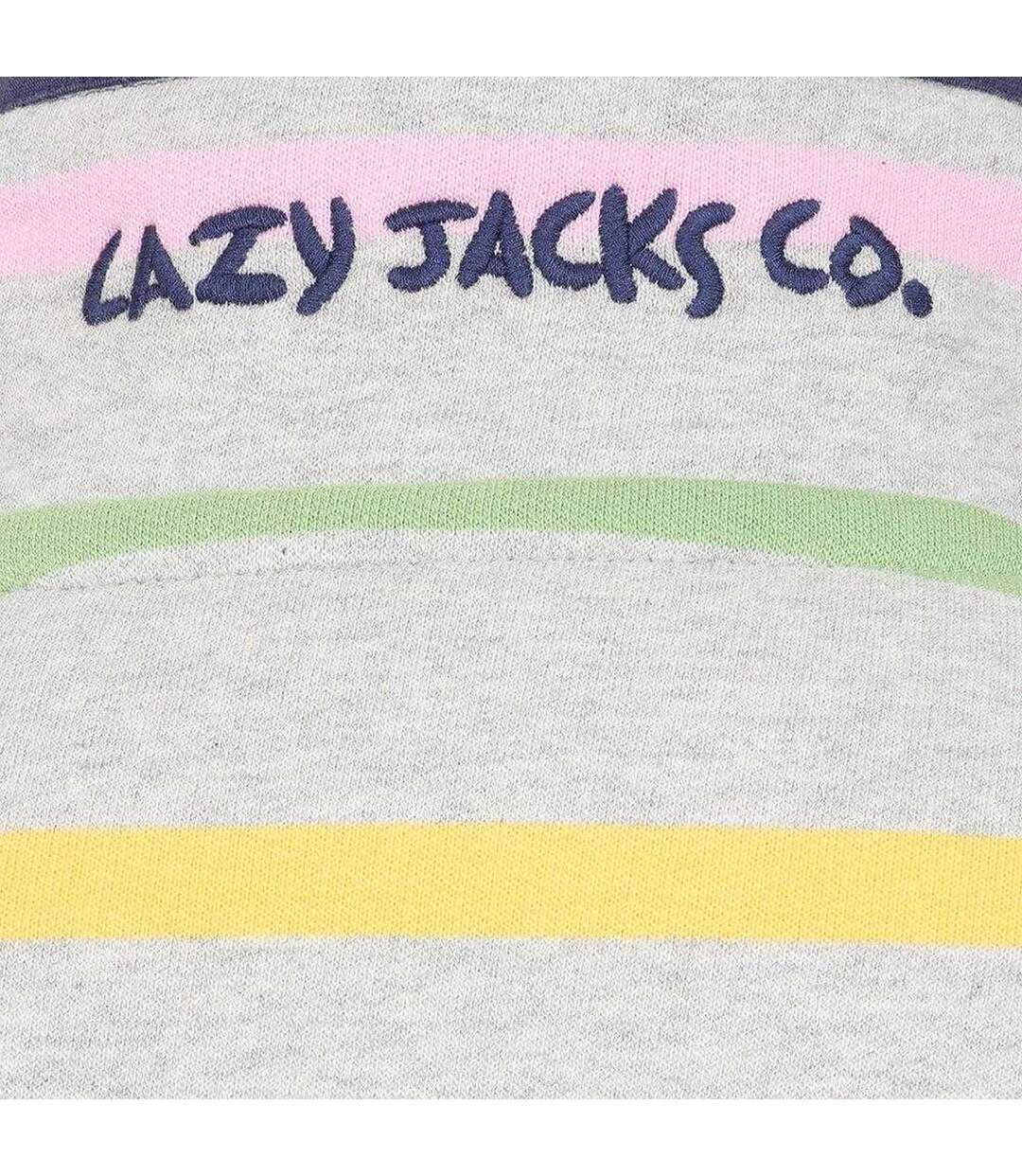 Womens/ladies Striped Button Neck Winter Sweatshirt Multicoloured Lazy Jacks-4