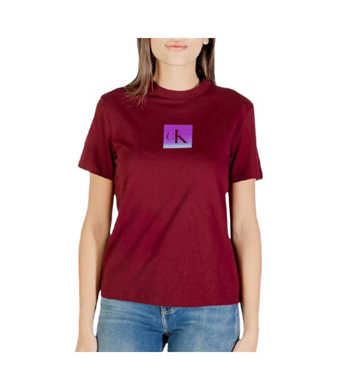 T-Shirt bordeaux femme calvin klein jeans classic - l-1