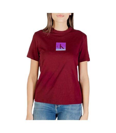 T-Shirt bordeaux femme calvin klein jeans classic - l