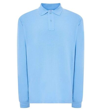 Polo manches longues - Homme - JK215 - bleu ciel