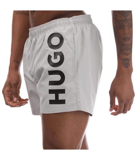 Mens Abas Logo Swim Shorts Grey Hugo
