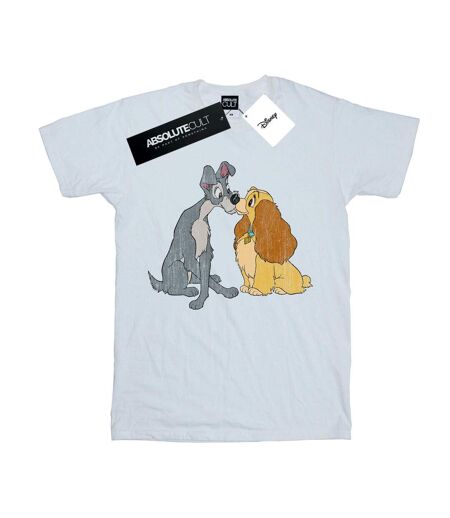Disney - T-shirt LADY AND THE TRAMP DISTRESSED KISS - Femme (Blanc) - UTBI17959
