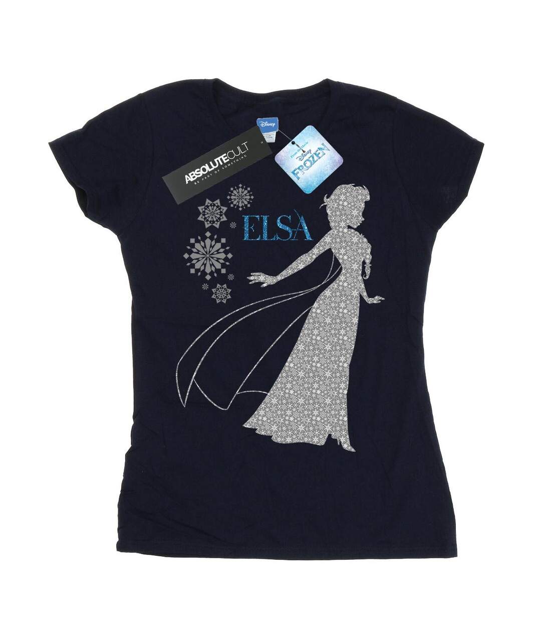 Disney T-shirt en coton Femme/Femme Frozen Elsa Christmas Silhouette (Bleu marine) - UTBI21902-1