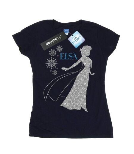 Disney T-shirt en coton Femme/Femme Frozen Elsa Christmas Silhouette (Bleu marine) - UTBI21902