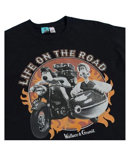 T-shirt Motif/style Motard Life On The Road Adulte Noir Wallace And Gromit